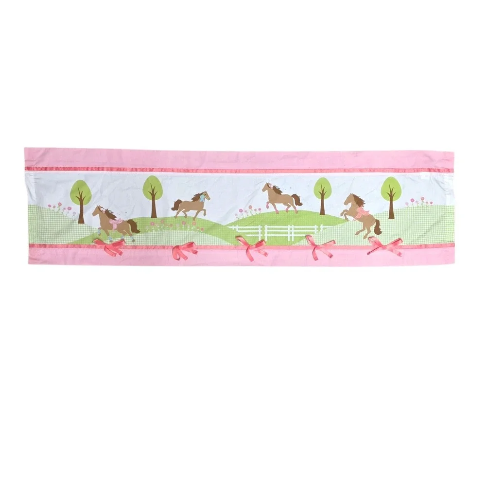 Circo Pretty Horses Window Valance 54x15 Pink Green Gingham Girls Room Decor
